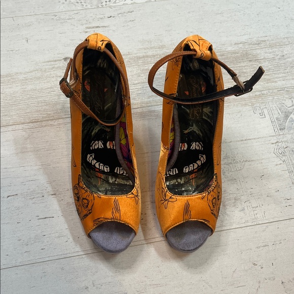 Rare Iron Fist Orange Zombie Lily Heels Size 8 - Picture 2 of 11